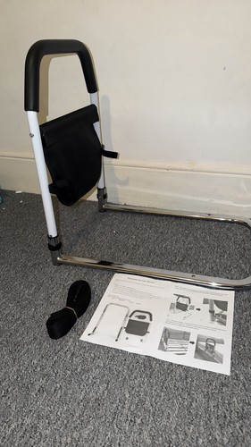 Bed safety rail with - with,