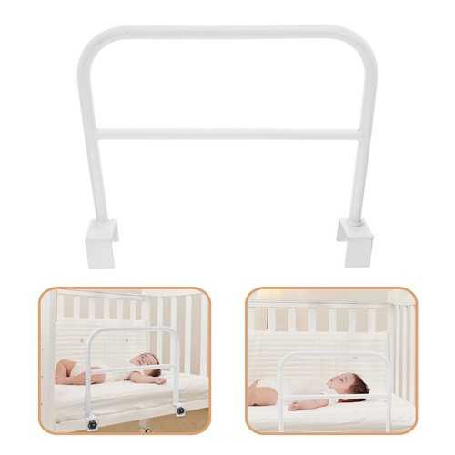 White iron child bed guardrail - child,