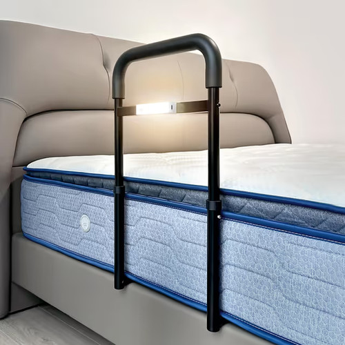 Bed safety rail with - rail,